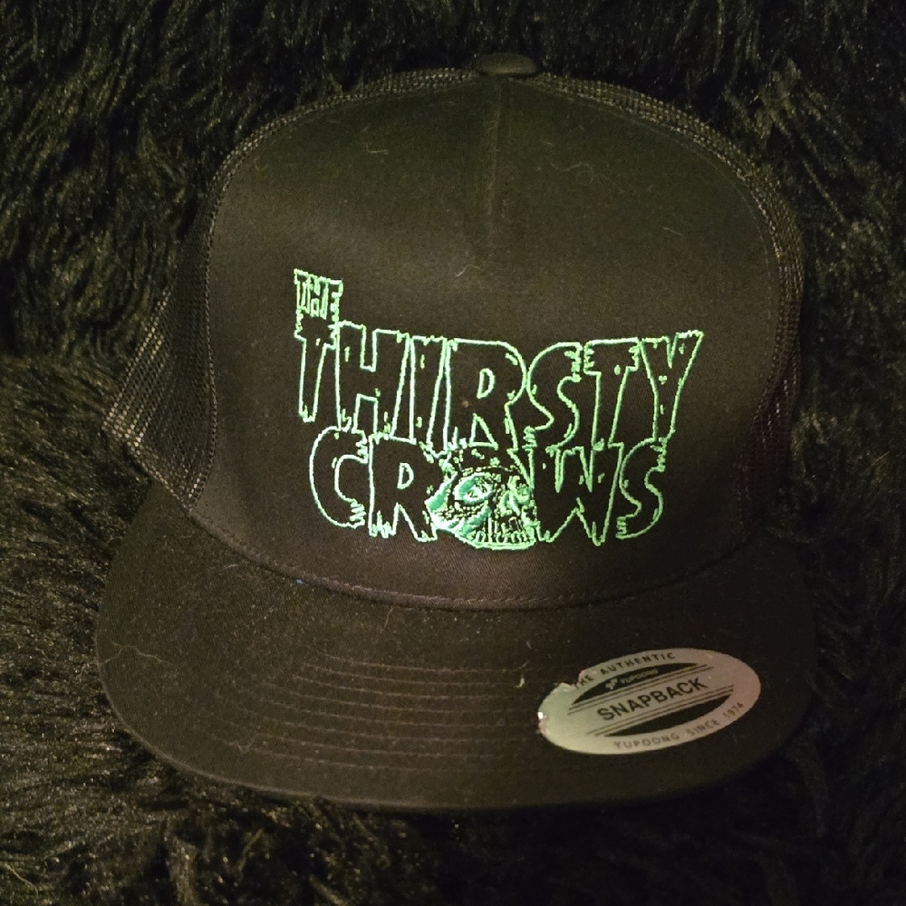 Black Snapback Hat with Green Logo